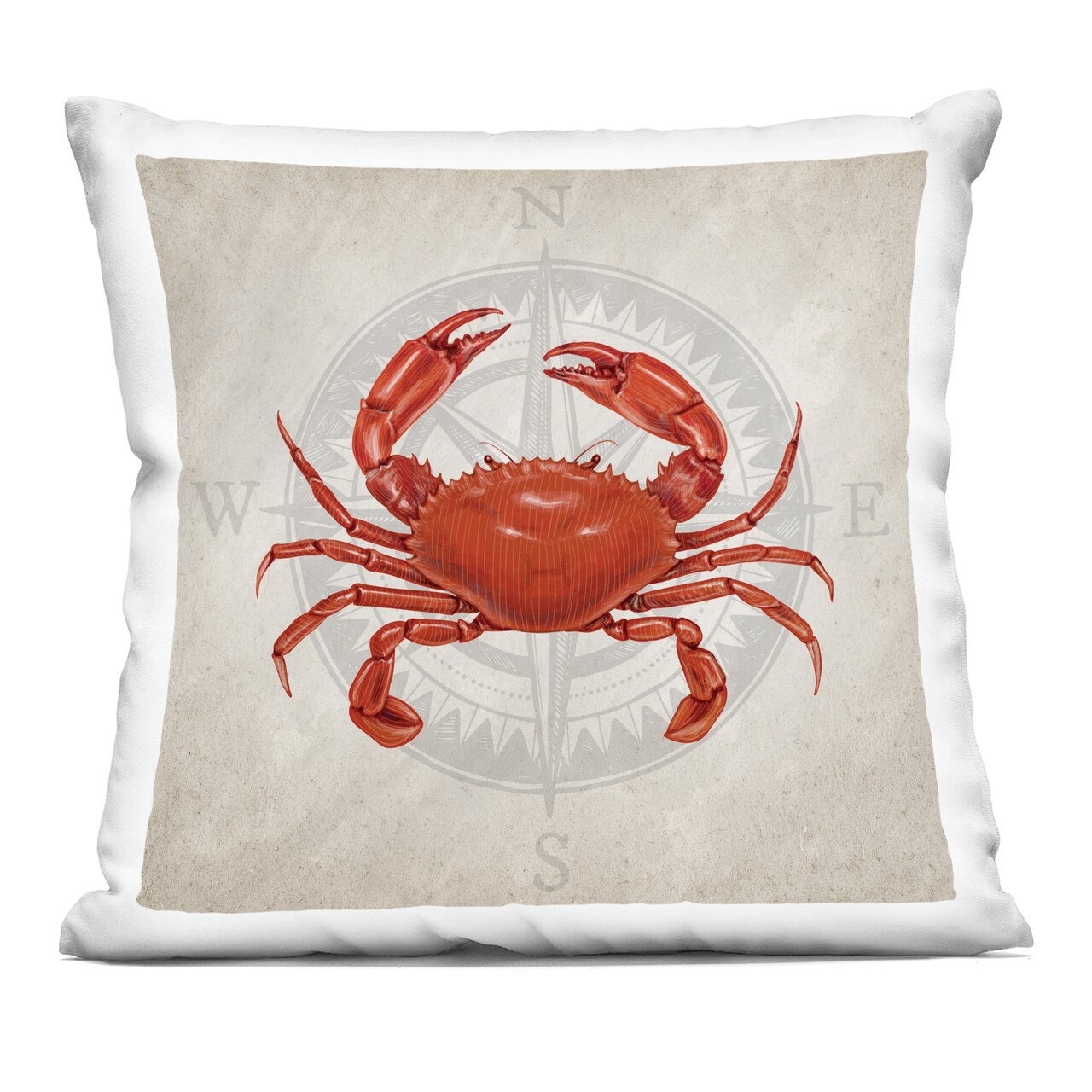 Stupell Industries Red Crab over Compass Decorative Printed Throw Pillow, design by Kim Allen, 18 x 7 x 18